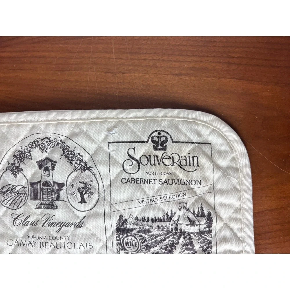 Vintage 1970's California Napa Wine Label‎ Quilted Placemats & Napkins Lot of 8